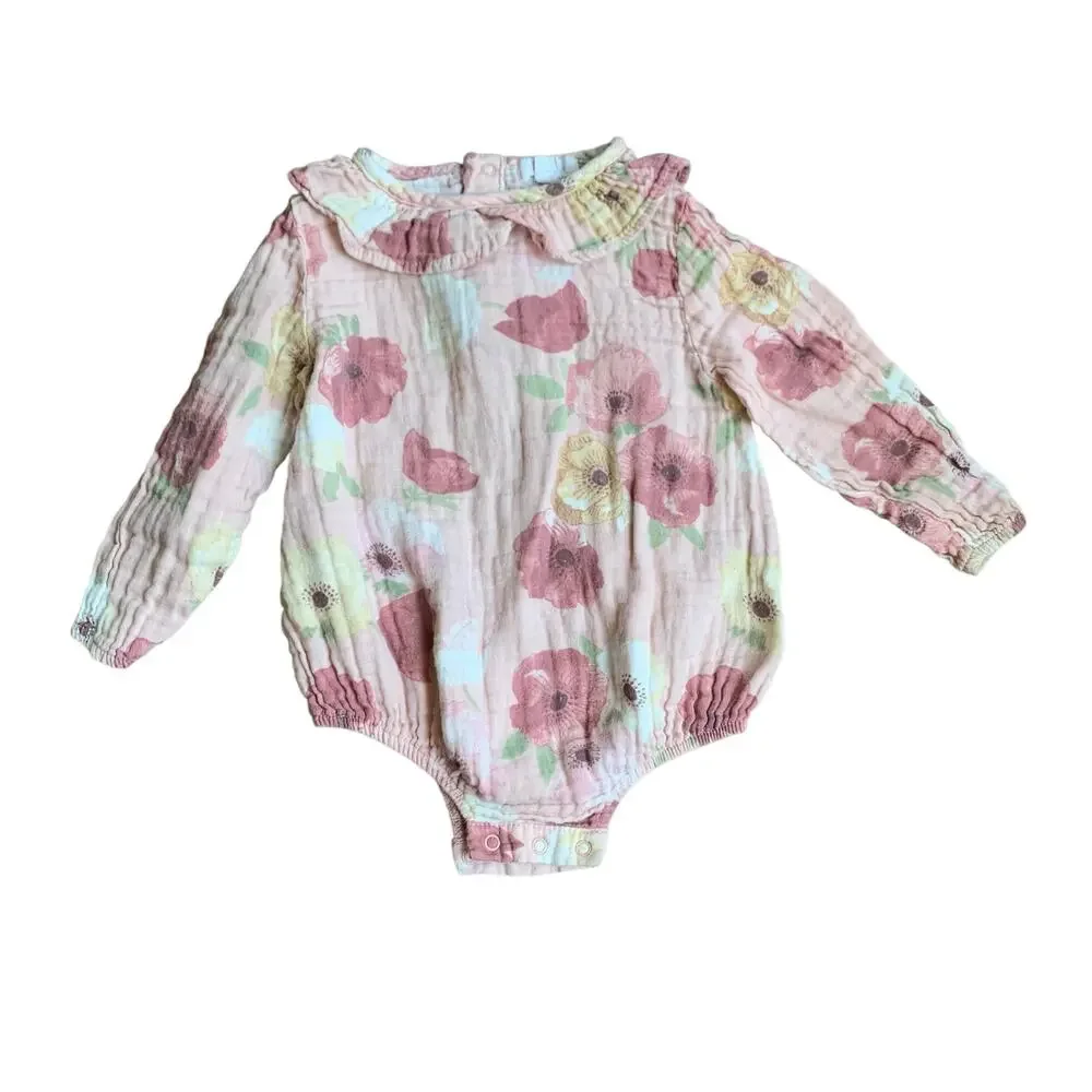 Angel Dear Muslin Collared Floral Bodysuirb